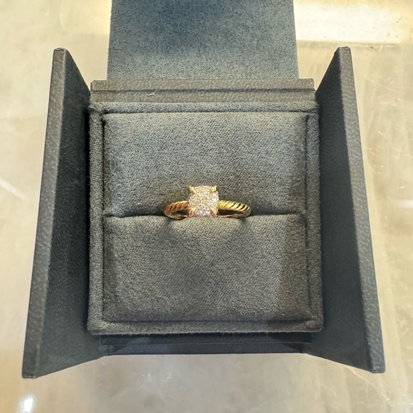 David Yurman Pave Diamond Petite Chatelaine Ring 18K Yellow Gold Like New Size 6 - Picture 2 of 4